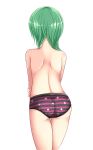  1girl absurdres ass back bare_back from_behind highres mochizuki_hull nape panties pantsu_no_hi shiki_eiki short_hair simple_background solo striped striped_panties topless touhou underwear underwear_only white_background 