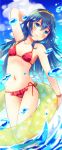  1girl asuma_shin bikini blue_eyes blue_hair fire_emblem fire_emblem:_kakusei innertube long_hair lucina smile solo swimsuit tiara 