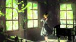  1girl blonde_hair closed_eyes dress hat instrument kaatoso lunasa_prismriver overgrown piano short_hair smile solo touhou violin 