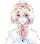  alice_margatroid blonde_hair blue_eyes capelet earrings expressionless face jewelry kaoru_(alicemakoto) md5_mismatch short_hair solo touhou 