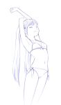  1girl bikini long_hair monochrome original sketch solo swimsuit traditional_media twintails yoshitomi_akihito 