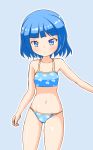  1girl a-ktoo bikini blue_eyes blue_hair cherry_print highres original print_bikini short_hair standing swimsuit 