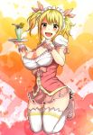  1girl blonde_hair breasts fairy_tail food hazukashi_goddamns highres ice_cream large_breasts lucy_heartfilia maid_headdress smile tagme thigh-highs 