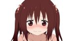 1girl absurdres blush brown_eyes brown_hair close-up ebina_nana embarrassed flying_sweatdrops highres himouto!_umaru-chan long_hair solo transparent_background twintails vector_trace wavy_mouth 