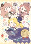  &gt;_&lt; 3girls artist_name ayase_eli blonde_hair brown_hair cape capelet chibi copyright_name cover cover_page cuffs deerstalker doujin_cover dress food glider gloves handcuffs hat jewelry koizumi_hanayo love_live!_school_idol_project minami_kotori minami_kotori_(bird) monocle multiple_girls necklace one_eye_closed onigiri phantom_thief_erichika police police_hat police_uniform policewoman ponytail ring short_hair smile top_hat uniform ususa70 |_| 