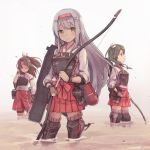 3girls bow_(weapon) commentary_request kantai_collection long_hair multiple_girls nanashina shoukaku_(kantai_collection) tagme weapon zuihou_(kantai_collection) zuikaku_(kantai_collection) 