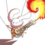  1:1_aspect_ratio alison_(alison_air_lines) blue_eyes chain cinnamoroll electric_guitar fire flamethrower guitar highres instrument mad_max mad_max:_fury_road no_humans parody sanrio simple_background smile weapon 