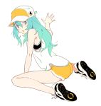  aqua_eyes aqua_hair baseball_cap hat poo_(donkan_gokko) shorts 