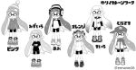 6+girls artist_name baseball_cap beanie bike_shorts blush check_translation commentary domino_mask eromame fang fangs goggles goggles_on_head hat headphones hime_cut hoodie inkling inkling_girl long_hair monochrome multiple_girls nintendo open_mouth shoes smile sneakers splatoon splatoon_(series) squid tentacle_hair translation_request