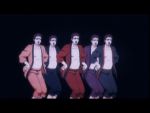  5boys animated animated_gif black_background dancing gintama hasegawa_taizou lowres multiple_boys multiple_persona sunglasses 