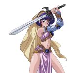  1girl alternate_costume armor bikini_armor blue_hair derivative_work escarlata524 highres ranma_1/2 short_hair solo sword tendou_akane weapon 
