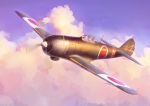  airplane clouds flying japan japanese_flag military nakajima_ki-84_hayate okb329 realistic world_war_ii 