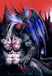  acrylic_paint_(medium) aleksi_remes blood dragon dragon_wings fire mega_charizard_x pokemon pokemon_(game) pokemon_xy sharp_teeth signature traditional_media veins watermark web_address wings x 