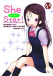  1girl black_hair charlotte_(anime) kawamura_tenmei long_hair otosaka_ayumi school_uniform sitting violet_eyes 