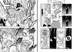  2girls aoba_(kantai_collection) camera comic fleeing hair_ribbon head_tilt kantai_collection long_hair long_sleeves monochrome multiple_girls ooi_(kantai_collection) ribbon running screaming shaking_head short_hair sweat tagme tears wall_crash yoshida_hajime 