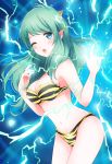  1girl bikini green_hair highres horns long_hair lum nanairo_fuuka solo swimsuit tiger_print urusei_yatsura 