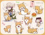  bone dog dog_food gakkou_gurashi! hat heart kirikuchi_riku naoki_miki school_uniform short_hair suspenders takeya_yuki taroumaru_(gakkou_gurashi) 