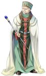  1boy agahari boah cape facial_hair fire_emblem fire_emblem:_mystery_of_the_emblem hat mustache one_eye_closed simple_background solo staff white_background white_hair 