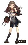  &gt;:o 1girl :o arashio_(kantai_collection) arm_warmers bike_shorts black_legwear bra brown_eyes brown_hair damaged dress_shirt full_body grey_skirt kantai_collection konishi_(koconatu) long_hair machinery official_art open_mouth shirt short_hair shorts_under_skirt skirt solo standing suspenders torn_bike_shorts torn_clothes torn_shirt torn_skirt transparent_background underwear white_bra 