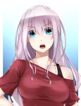  1girl blue_eyes highres long_hair open_mouth original silver_hair solo winu_(hertrion) 