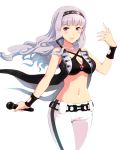  1girl artist_request breasts hairband idolmaster long_hair microphone midriff red_eyes shijou_takane silver_hair smile solo 