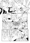  :d ^_^ aircraft_carrier_oni capera claws closed_eyes comic highres horn kantai_collection long_hair monochrome one_side_up open_mouth seaport_hime shinkaisei-kan smile ta-class_battleship translation_request wo-class_aircraft_carrier 