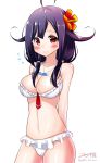  bikini blush kantai_collection looking_at_viewer purple_hair red_eyes swimsuit tagme taigei_(kantai_collection) 