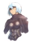  1girl armor belka_(fire_emblem_if) black_eyes blue_hair fire_emblem fire_emblem_if hair_between_eyes headband looking_away looking_to_the_side lowres sasebono_mari short_hair simple_background solo upper_body white_background 