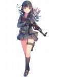  ak-47 assault_rifle black_hair daito firearm gun hairband karasawa_arina long_hair rifle school shooting_girl skirt uniform weapon 