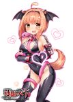  1girl brown_eyes brown_hair cleavage_cutout dog_tail elbow_gloves fang gloves head_wings heart heart_hands mvv original short_hair snake solo tail 