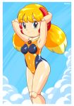  blonde_hair blue_eyes call_(mighty_no._9) mighty_no._9 pepipopo swimsuit 