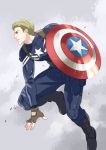  1boy blonde_hair captain_america fingerless_gloves gloves marvel shield solo steve_rogers superhero yukko93 