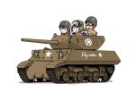  anyan_(jooho) caterpillar_tracks helmet hoshizora_rin love_live!_school_idol_project m10_tank_destroyer military military_uniform military_vehicle multiple_girls open_mouth short_hair sonoda_umi tank tank_destroyer toujou_nozomi uniform vehicle weapon world_war_ii 