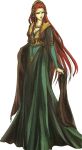  1girl fire_emblem fire_emblem:_seima_no_kouseki ismaire long_dress long_hair redhead simple_background solo wada_sachiko white_background 