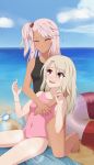  2girls beach blonde_hair fate_kaleid_liner_prisma_illya sea 