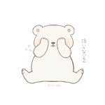 artist_name ayu_(mog) bear covering_eyes fish lowres no_humans original polar_bear simple_background sitting solo translation_request 