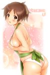  1girl apron ass bikini blush breasts brown_eyes brown_hair character_name hirasawa_ui k-on! large_breasts looking_at_viewer nozomi-y open_mouth ponytail short_hair sideboob smile solo swimsuit white_bikini white_swimsuit 