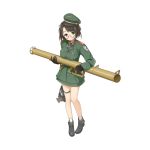  black_hair gas_mask glasses hat looking_at_viewer milihime_taisen military military_hat military_uniform official_art panzerschreck rocket_launcher short_hair uniform weapon 