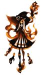  abstract black_legwear constricted_pupils dark_persona detached_collar disembodied_limb dress food fruit hair_ornament hands hat high_heels highres jewelry kiku_(kicdoc) long_hair looking_at_viewer monochrome orange ring simple_background touhou white_background witch_hat 