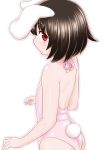  1girl animal_ears black_hair bunny_tail bunnysuit inaba_tewi poronegi rabbit_ears red_eyes solo tail touhou white_background 