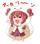  1girl :d ^_^ akaza_akari barefoot closed_eyes company_connection double_bun dougakoubou hair_bun himouto!_umaru-chan namori_(fictional_persona) open_mouth parody redhead shishinon smile solo yuru_yuri 