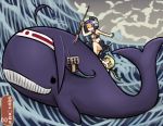  hamu_koutarou kantai_collection ocean polearm satsuki_(kantai_collection) spear swimsuit taigei_(kantai_collection) tatsuta_(kantai_collection) weapon whale 