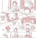  1boy 2girls artist_self-insert bed bedroom comic computer english father_and_daughter laptop mother_and_daughter multiple_girls real_life_insert tablet tagme veebu 