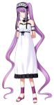  1girl absurdly_long_hair dress euryale fate/stay_night fate_(series) highres long_hair looking_at_viewer official_art purple_hair solo transparent_background twintails very_long_hair violet_eyes white_dress 