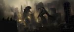  battle building city epic femuto fire godzilla godzilla_(series) gun helmet kaijuu matt_allsopp monster muto_(monster) official_art production_art realistic rifle ruins science_fiction signature smoke soldier weapon 