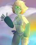  beach bikini blonde_hair pastelxix peridot polka_dots steven_universe sunset 