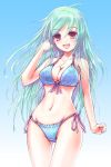  1girl bikini brown_eyes green_hair ina long_hair original standing swimsuit 