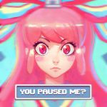  blurry blush face giffany gravity_falls hair_ribbon ilya_kuvshinov pink_eyes pink_hair pixelated ribbon 