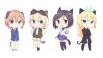  animal_ears aqua_eyes black_hair blonde_hair blue_necktie brown_eyes carla_j_luksic cat_ears cat_tail chibi dog_ears dog_tail heinrike_prinzessin_zu_sayn-wittgenstein highres hirschgeweih_antennas jennifer_j_deblanc kuroda_kunika light_brown_eyes light_brown_hair long_hair military military_uniform necktie seedflare short_hair simple_background strike_witches tail uniform violet_eyes white_background 