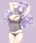  armpits arms_behind_head breasts camilla_(fire_emblem_if) cleavage fire_emblem fire_emblem_if hair_over_one_eye long_hair purple_hair shougayaki_(kabayaki_3) 